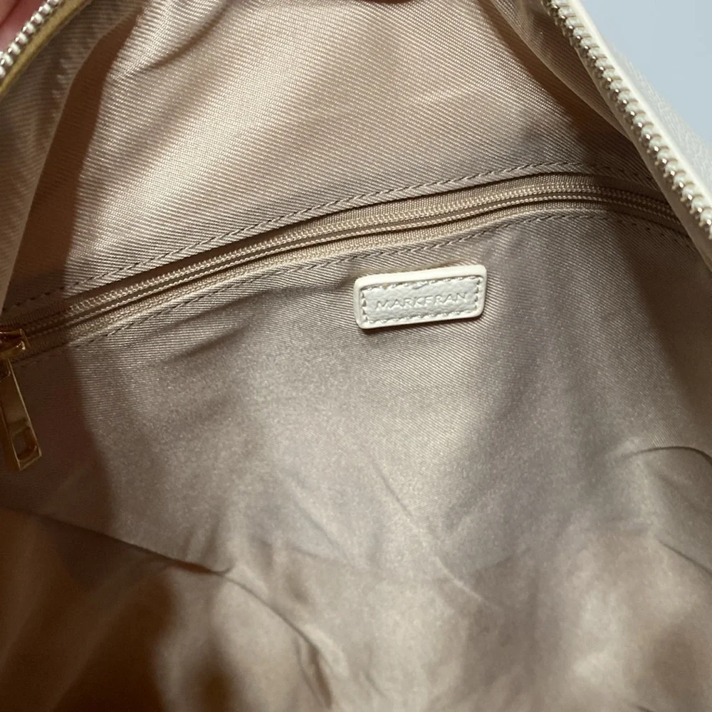 MARKFRAN Oversized Foldover Clutch in Ivory